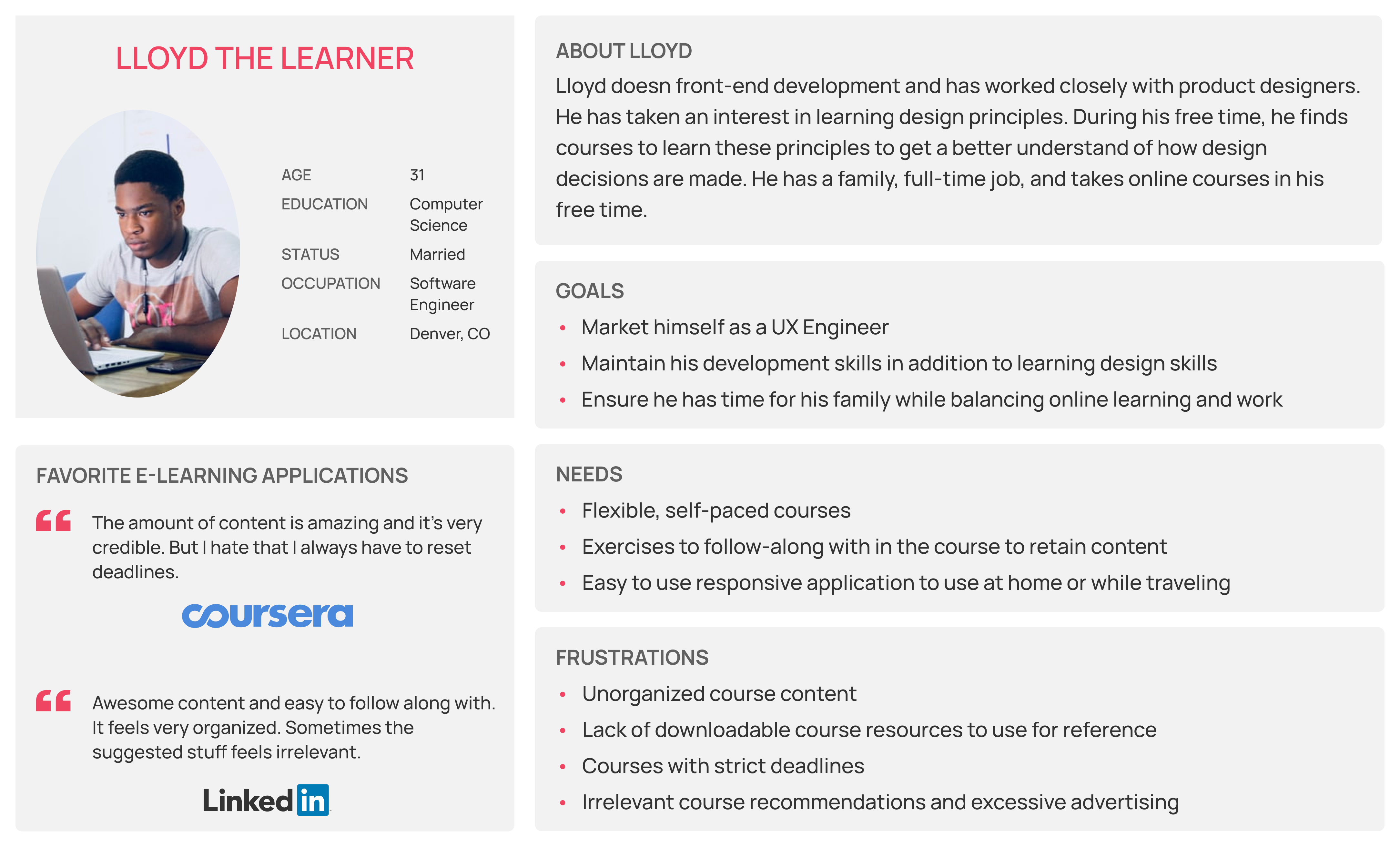 Primary persona - Lloyd the Learner